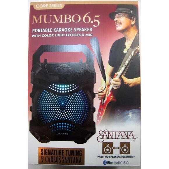 Santana Mumbo 6.5" Portable Karaoke Speaker With Color Light Effects &‎ Mic - Picture 1 of 13